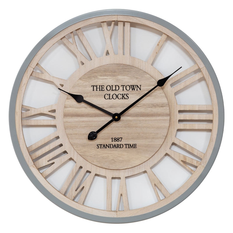 Hometime Wood Wall Clock Cut Out Roman Numerals 60cm