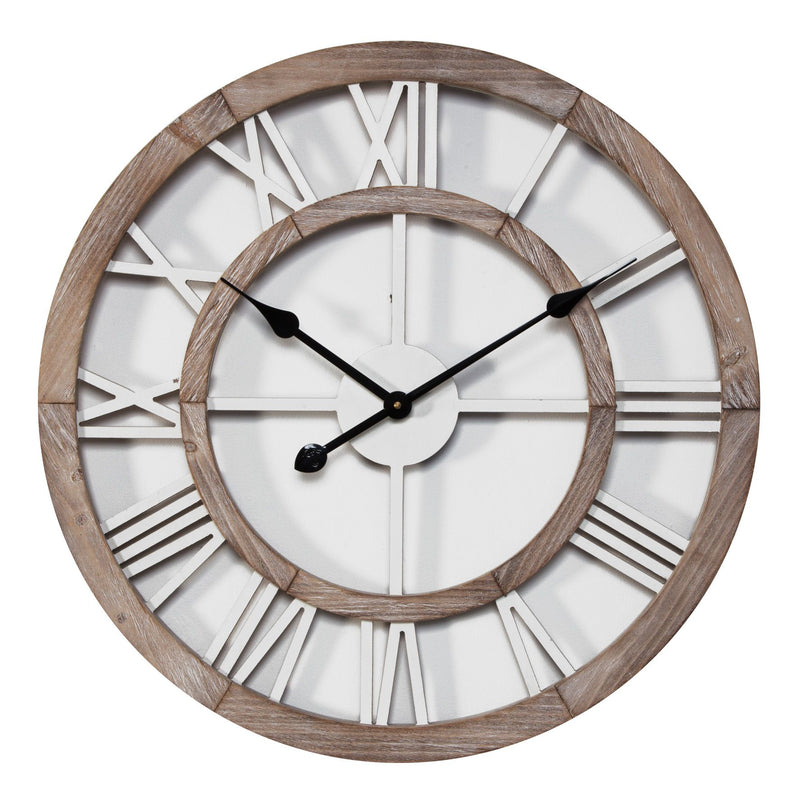Hometime Shabby Chic Round Wall Clock Cut Out Dial 60cm