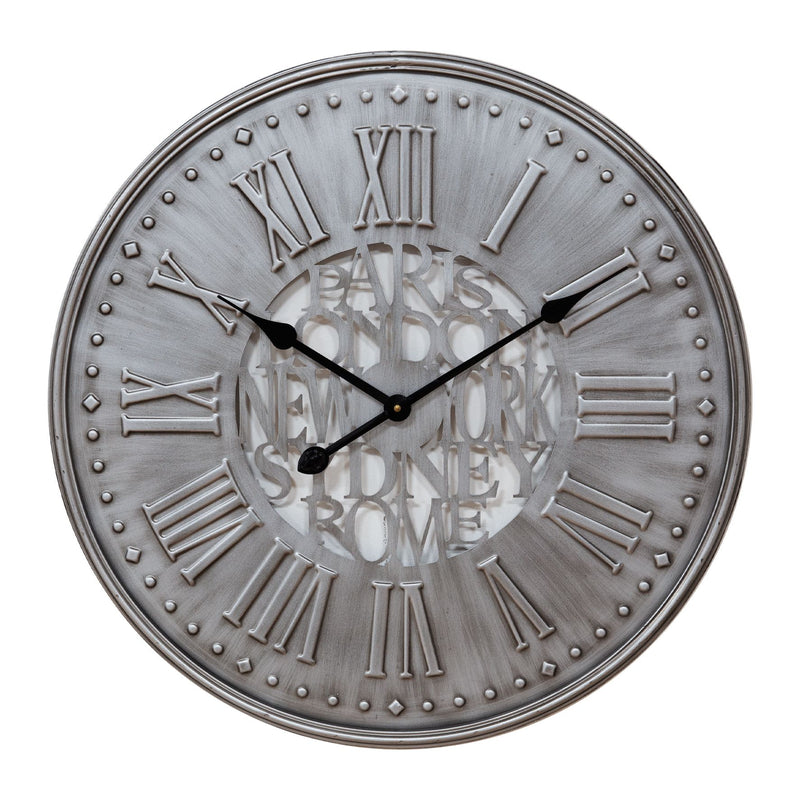 Hometime Grey Metal Wall Clock 60 cm