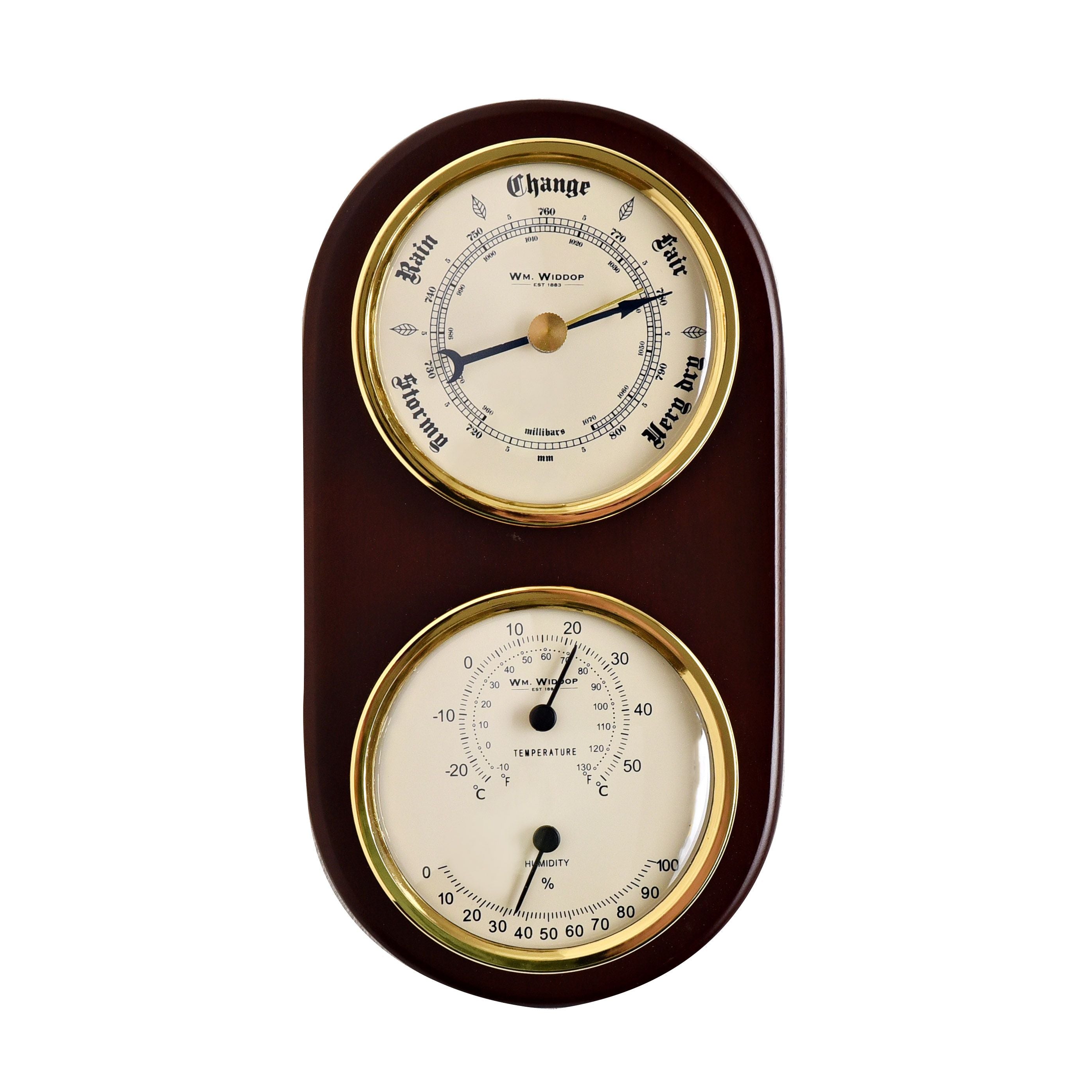 Wm.Widdop Wooden Barometer, Thermometer and Hygrometer