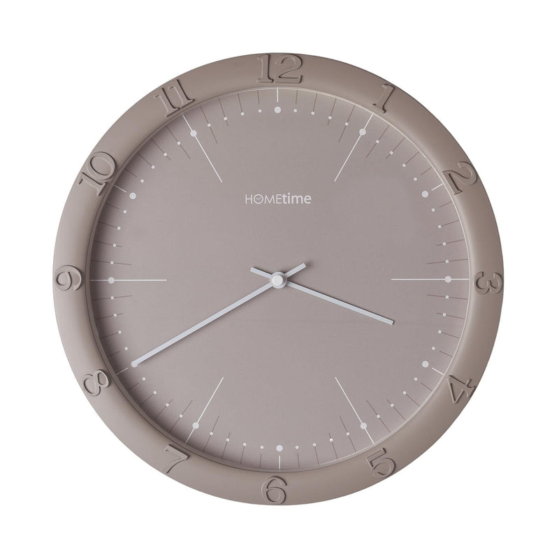 Grey Wall Clock Arabic Numerals on Outer Edge Sweep Movement