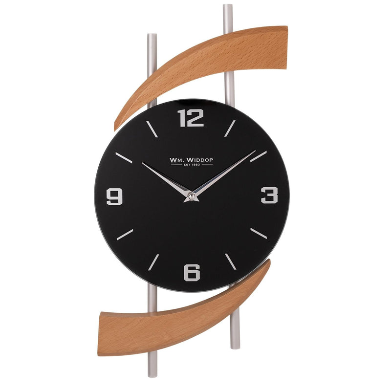 Hometime Natural Wood and Metal Wall Clock - Black Dial