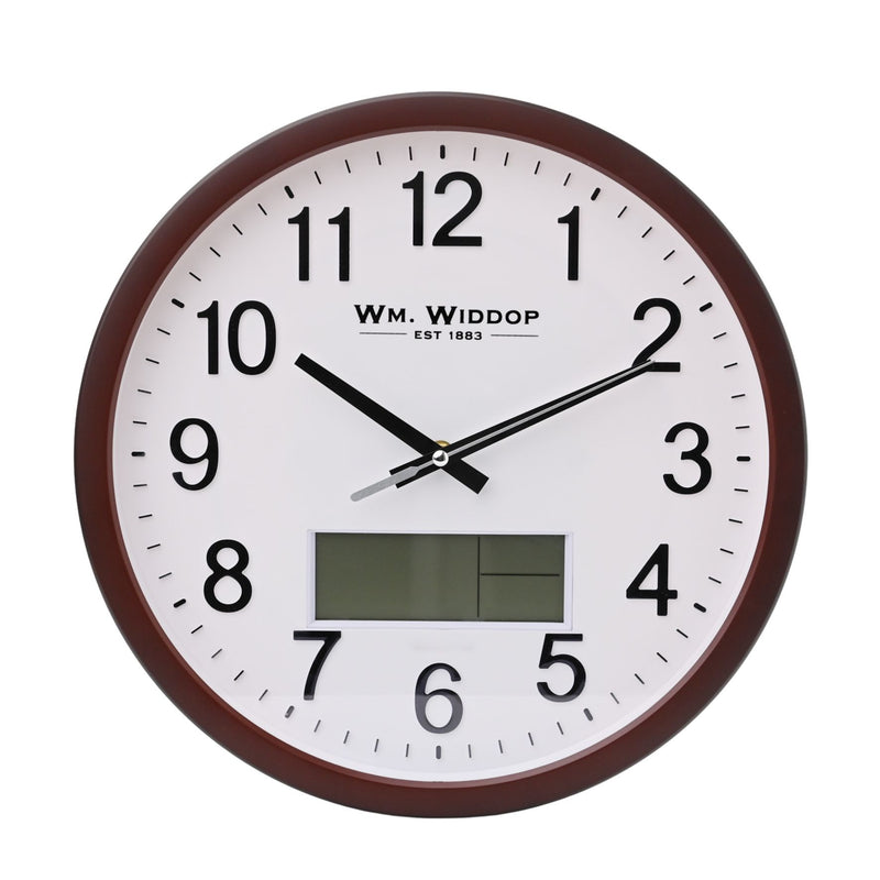 Wm.Widdop Luminous Wall Clock with LCD Display
