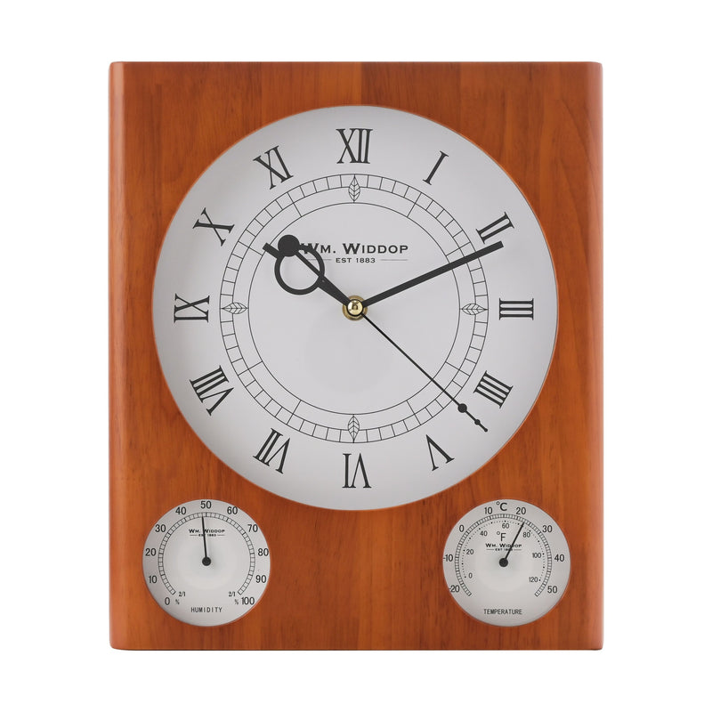 Wm.Widdop Wooden Clock, Thermometer & Hygrometer