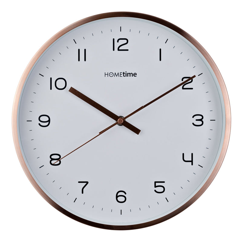 Hometime Round Rose Gold Metal Wall Clock White Dial 12"
