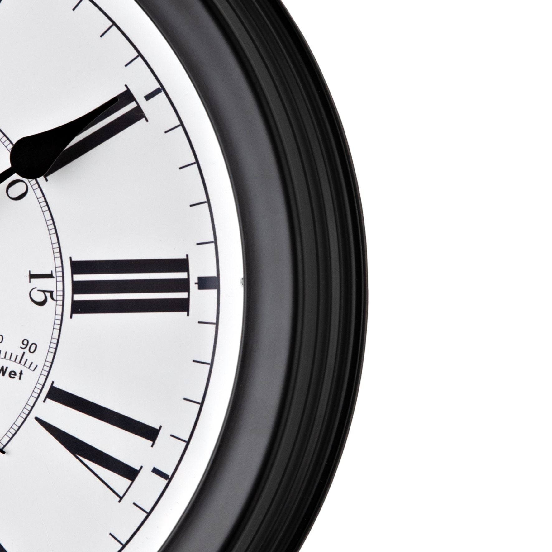 Hometime Black Wall Clock With Sound Controlled LED Light Roman Dial 35.5cm