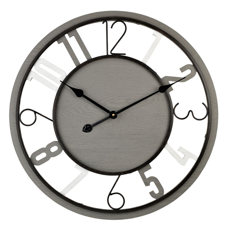 Hometime Wood & Metal Grey Wall Clock 60cm
