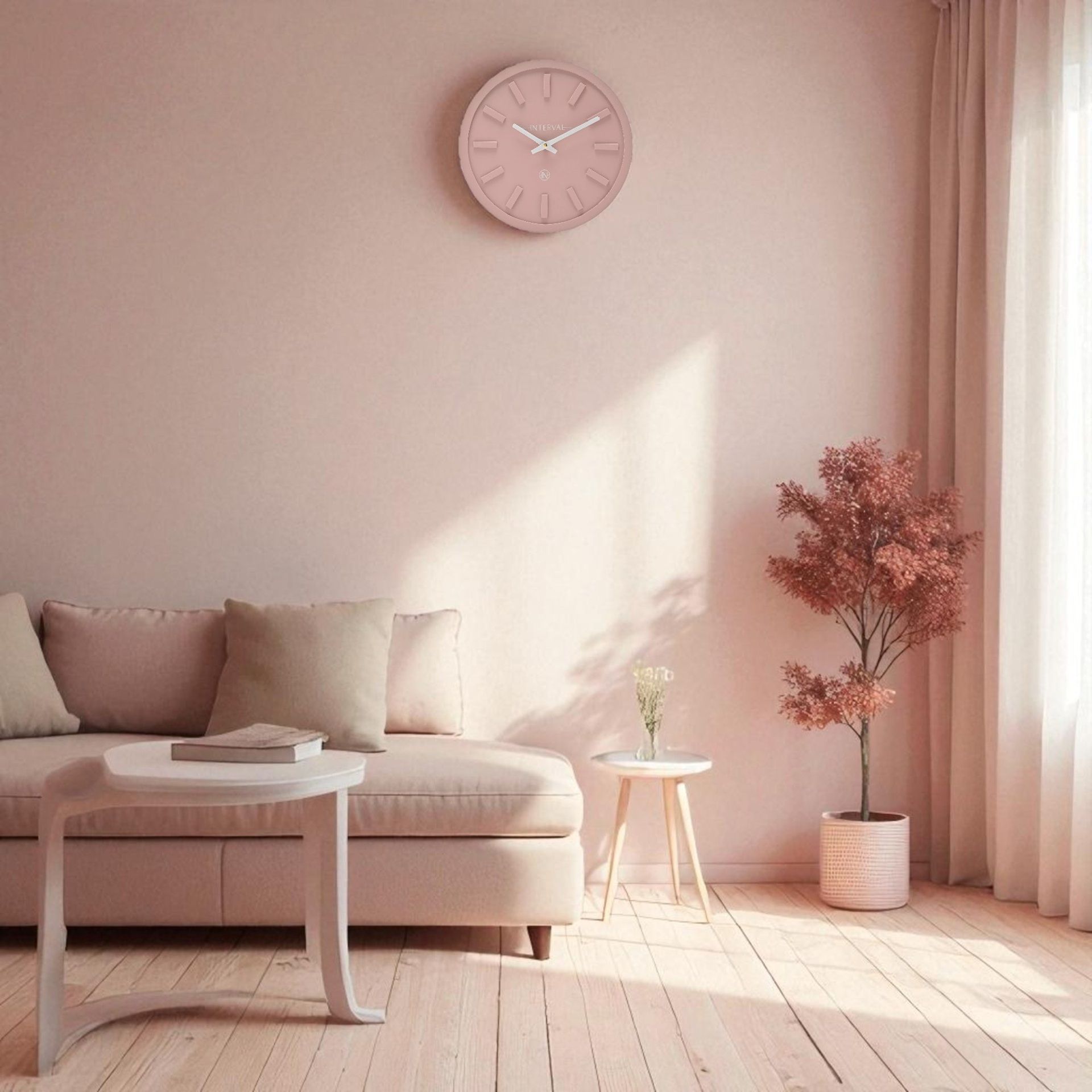 Interval Minimalist Wall Clock 30cm - Pink