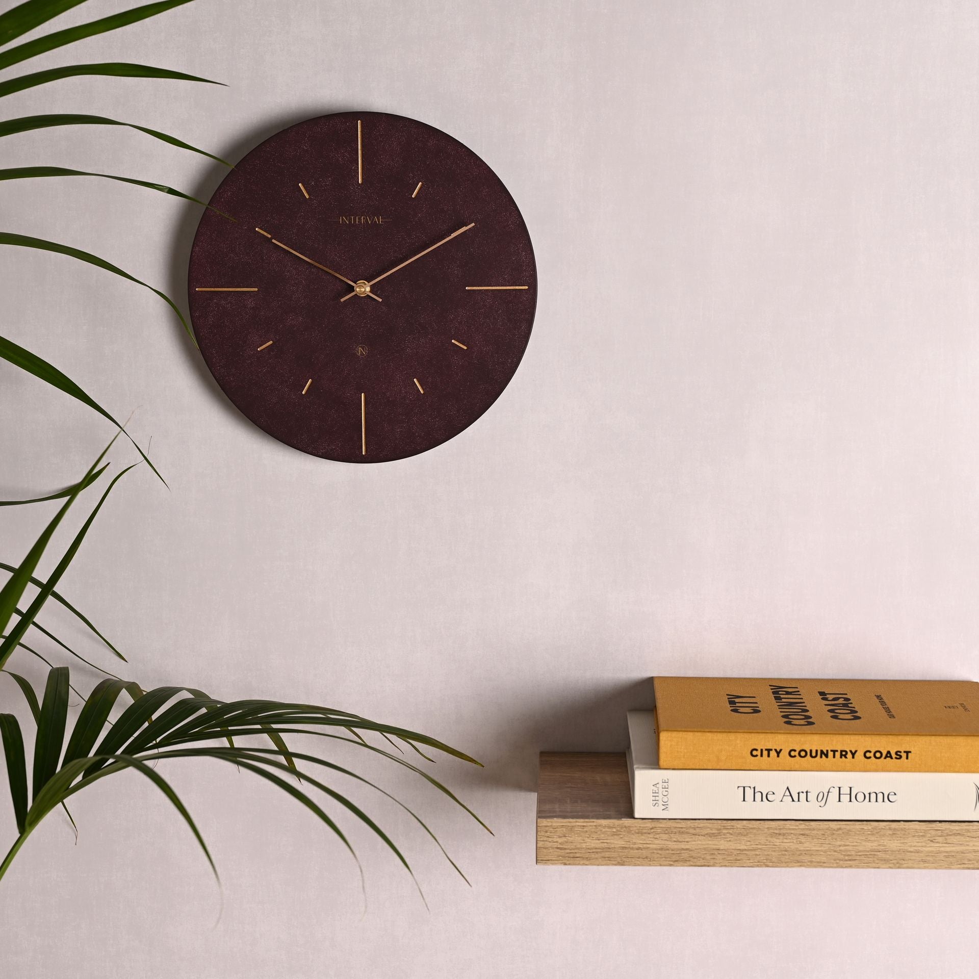 Interval Resin Wall Clock 30cm - Amethyst & Gold