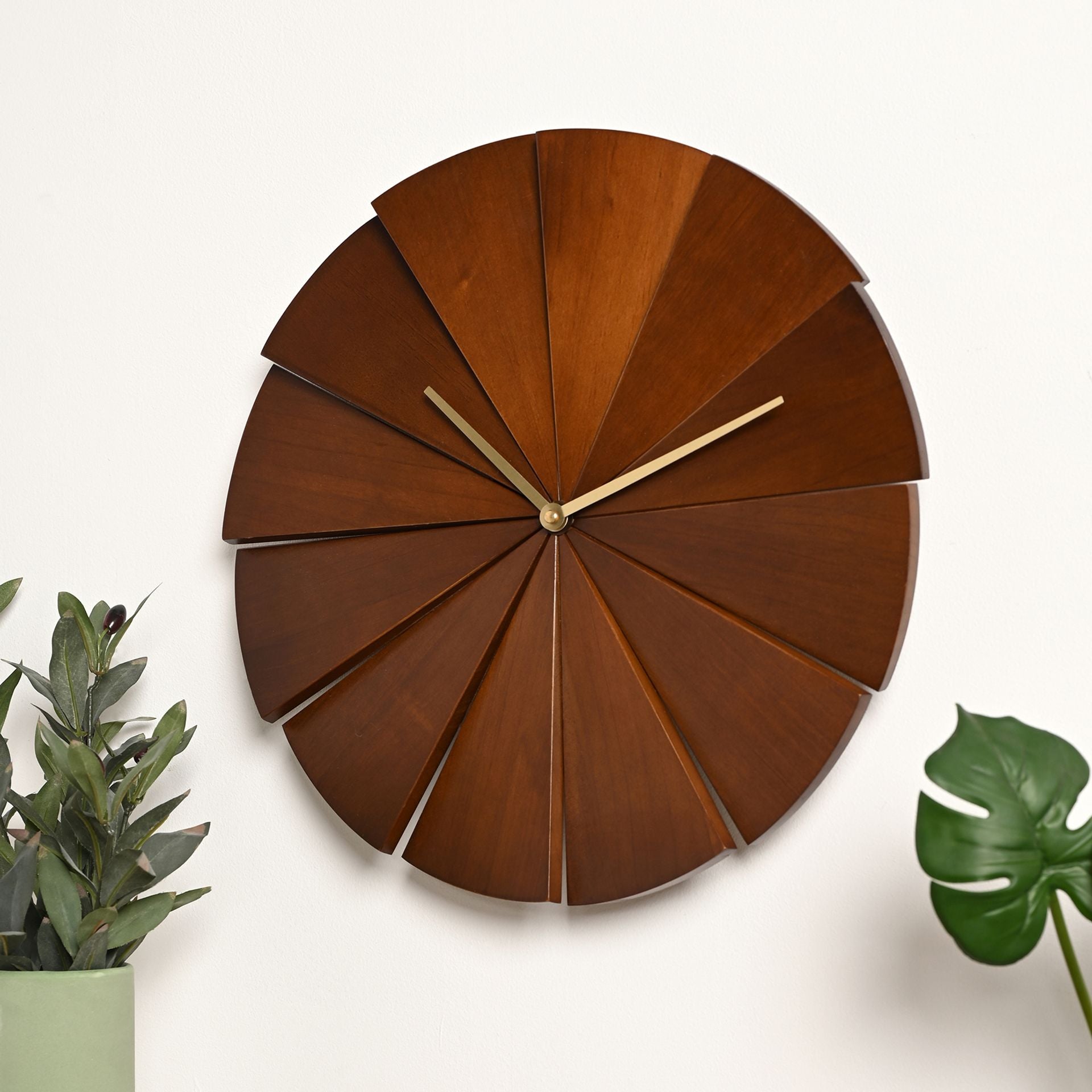 Interval Pine Wood Wall Clock 40cm - Dark Wood