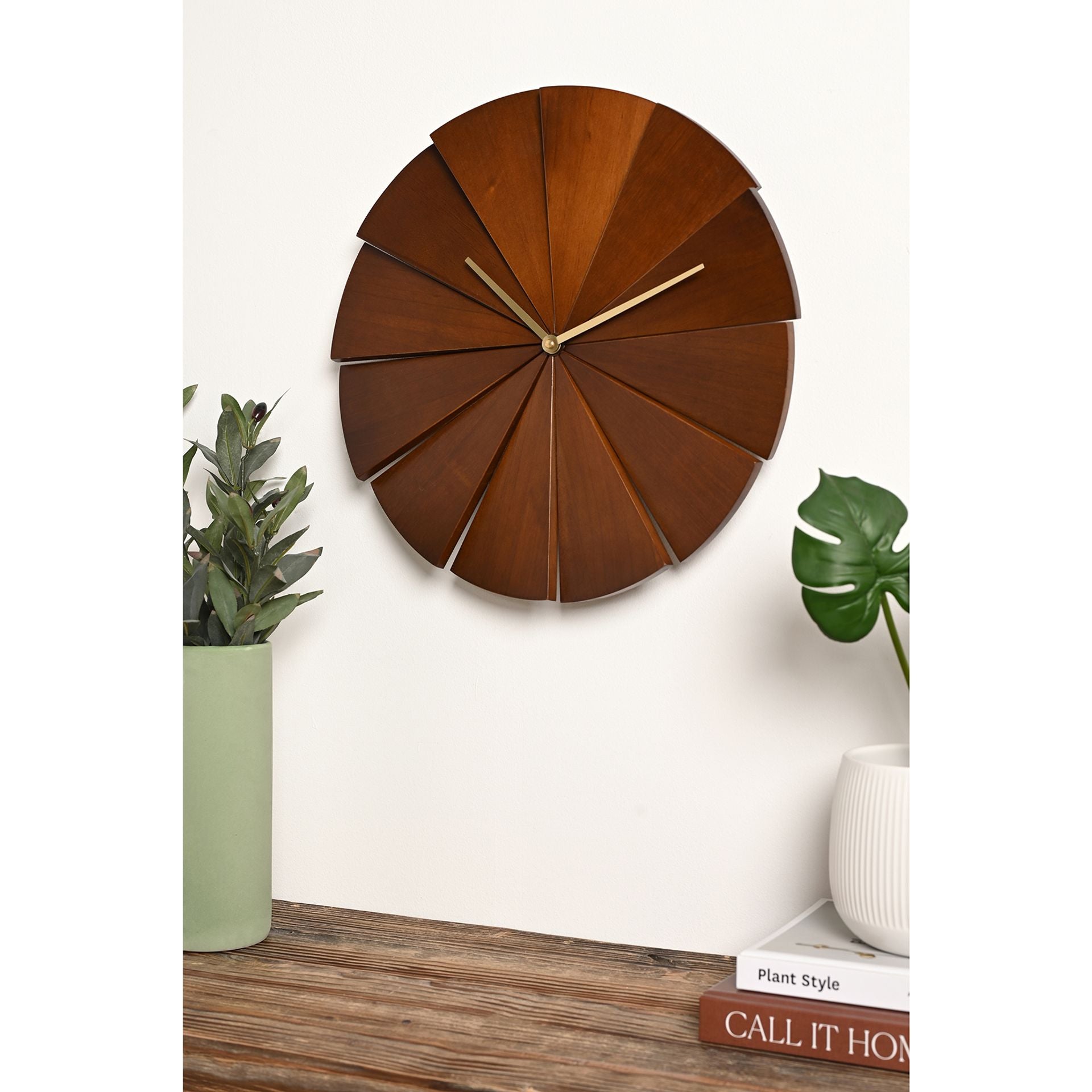 Interval Pine Wood Wall Clock 40cm - Dark Wood