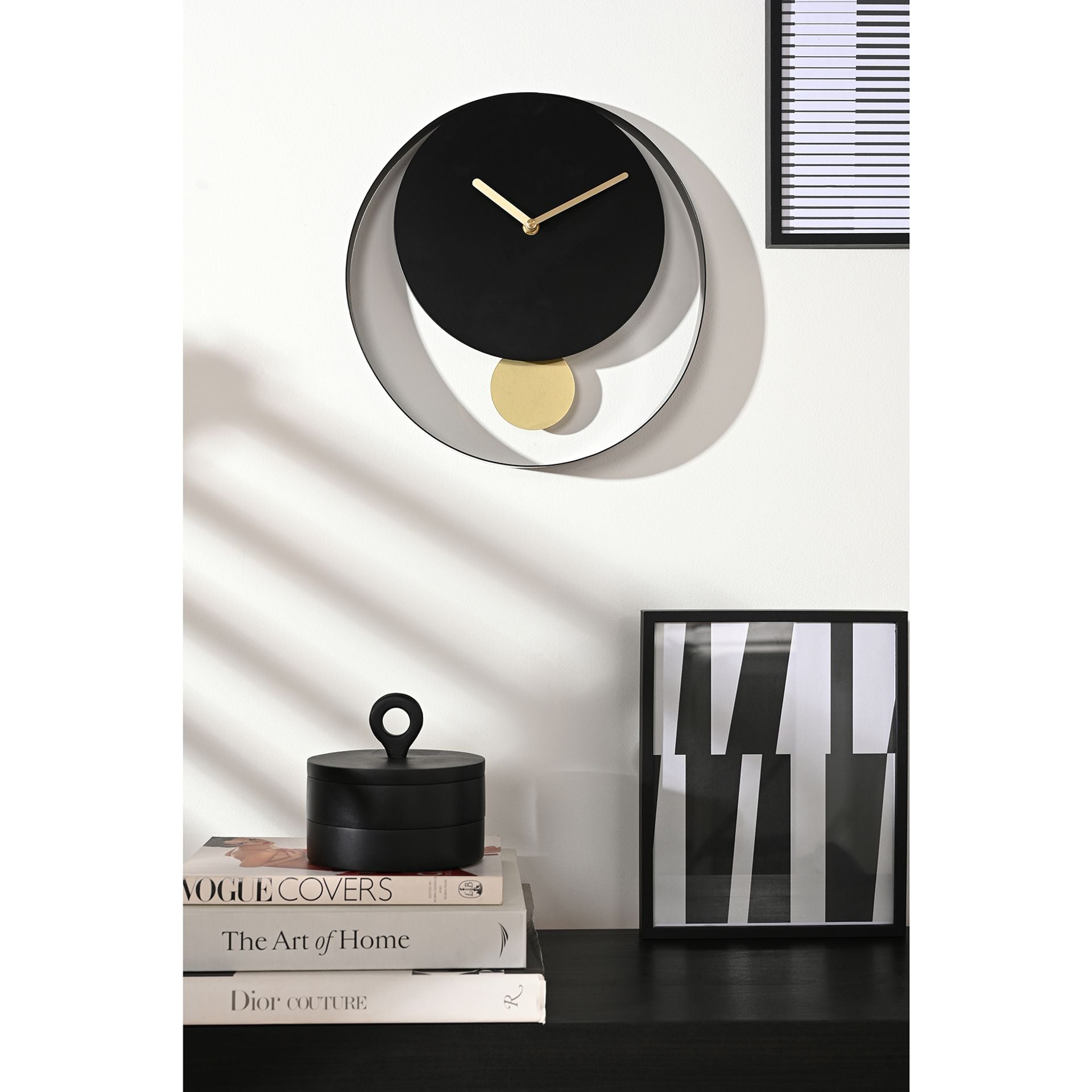 Interval Pendulum Wall Clock 30cm - Black & Gold