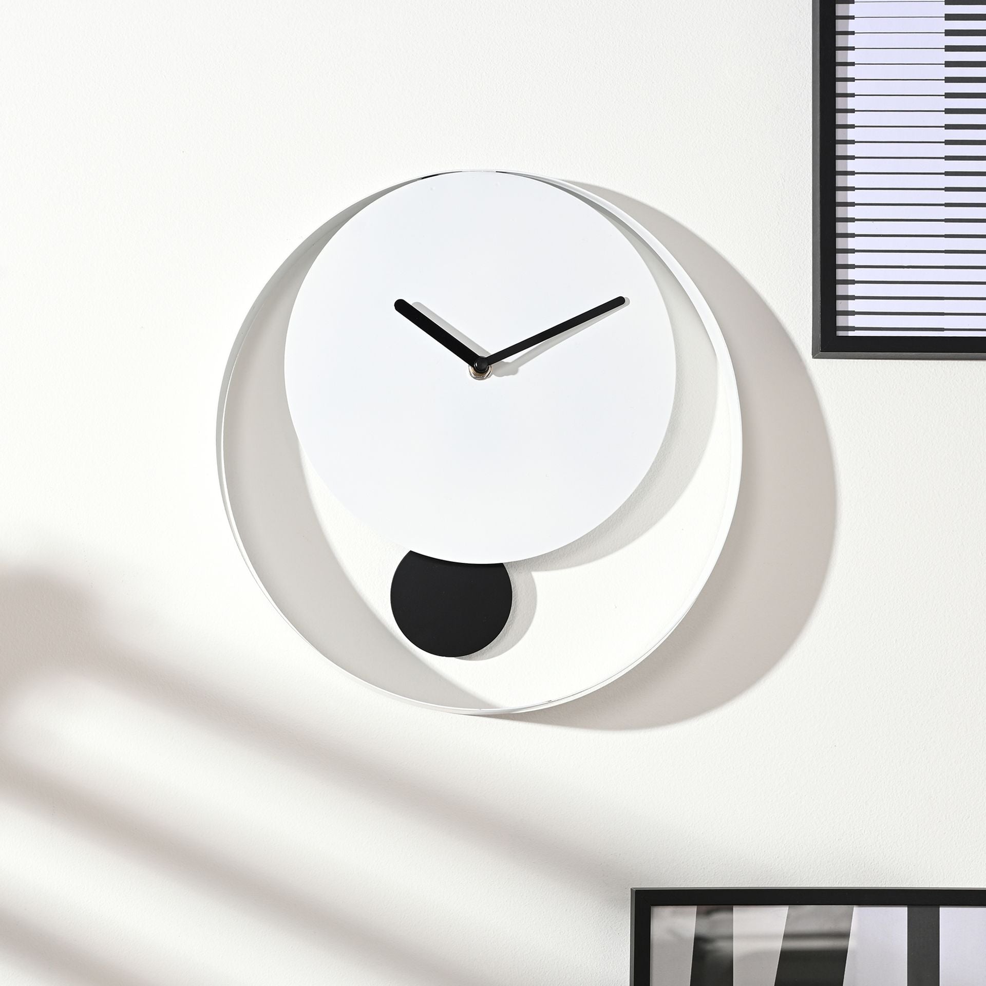 Interval Pendulum Wall Clock 30cm - White & Black