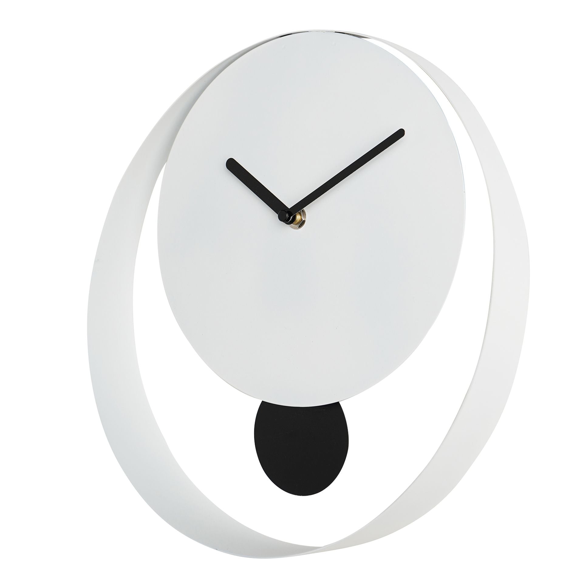 Interval Pendulum Wall Clock 30cm - White & Black