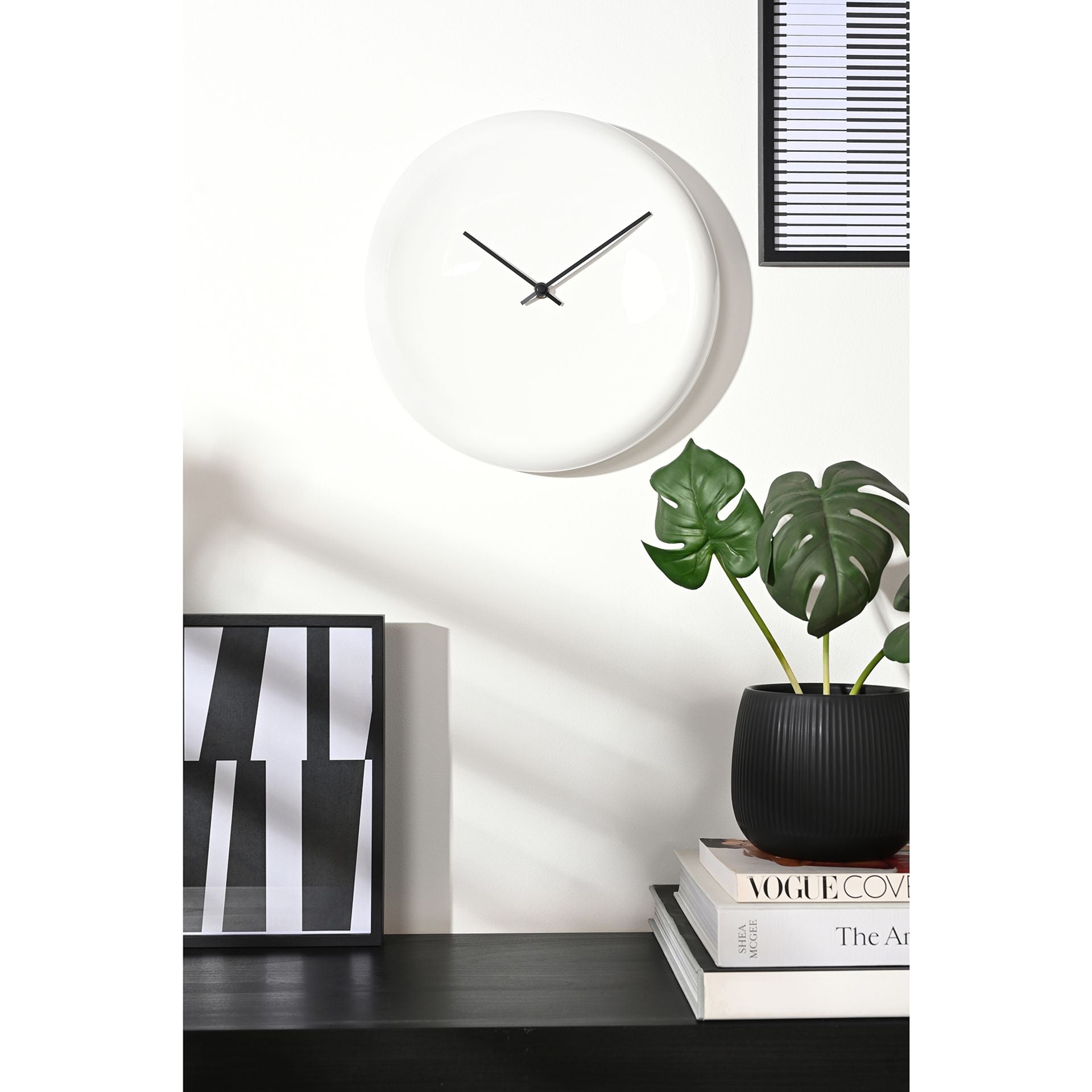 Interval White Ceramic Disc Clock 30cm