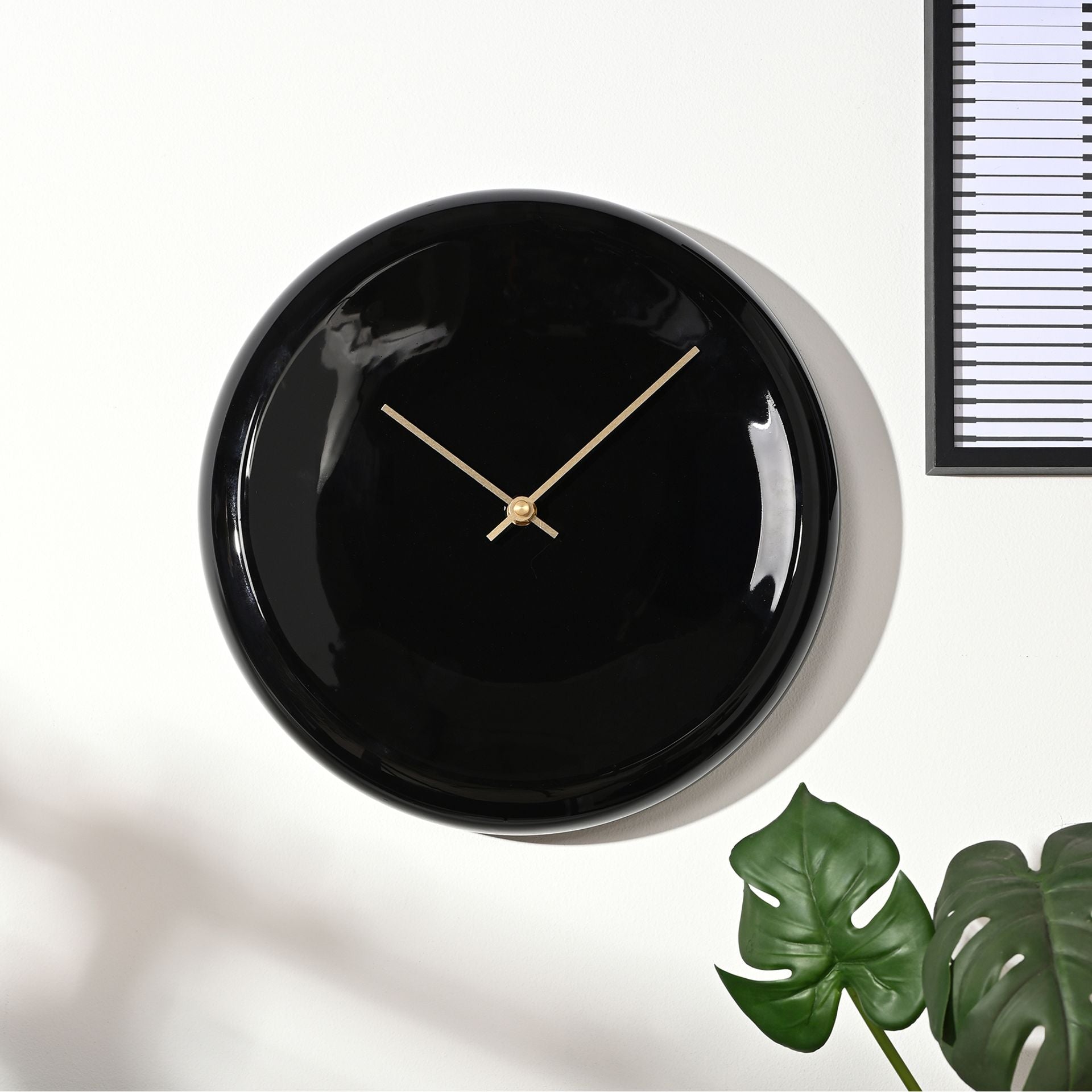 Interval Black Ceramic Disc Clock 30cm