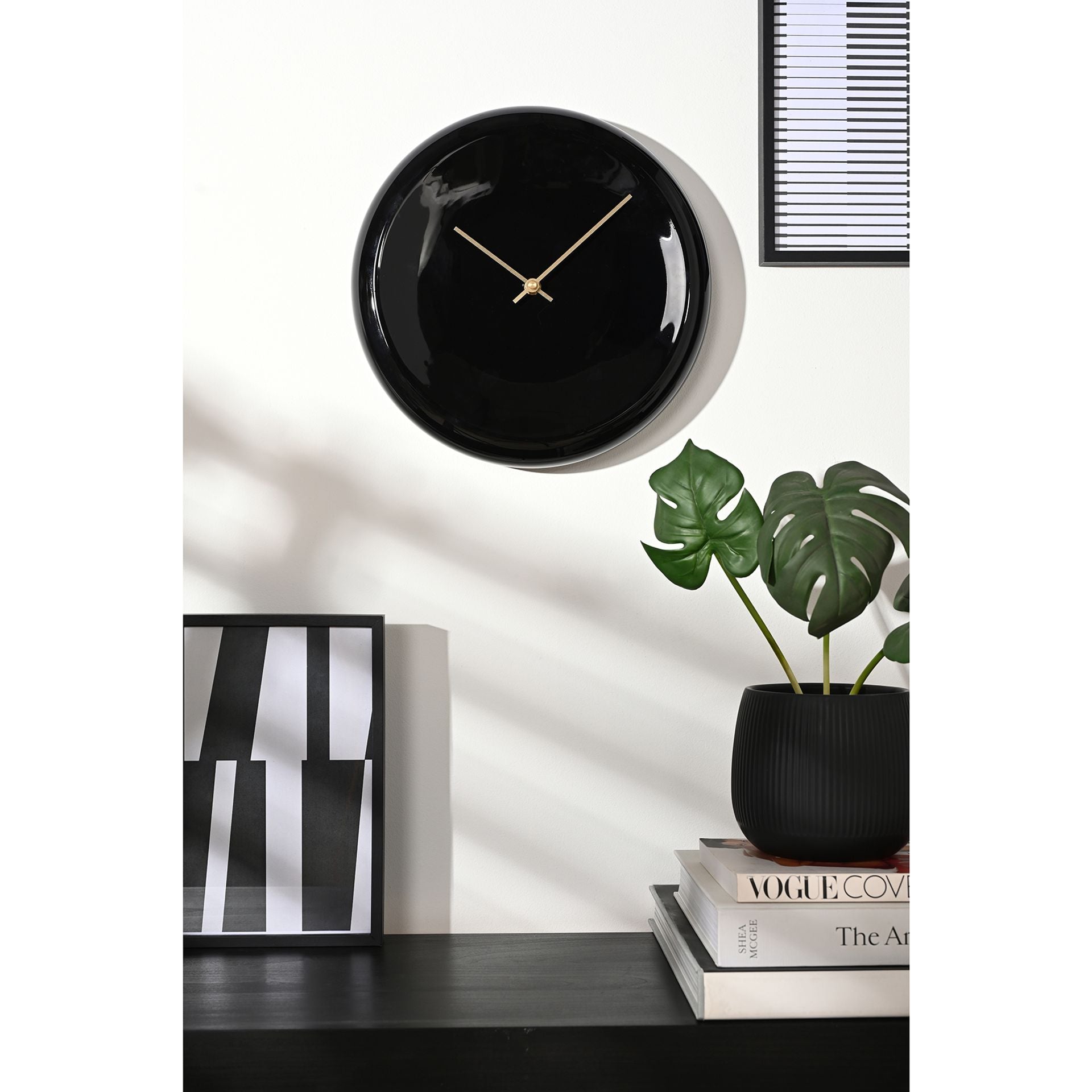 Interval Black Ceramic Disc Clock 30cm