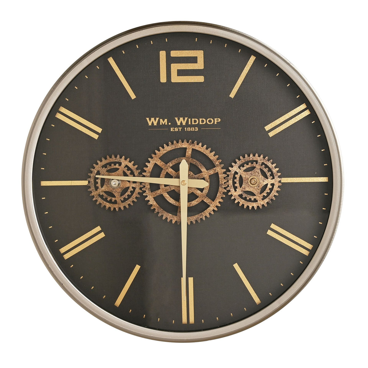 Wm.Widdop Round Wall Clock With Moving Gears - 45cm