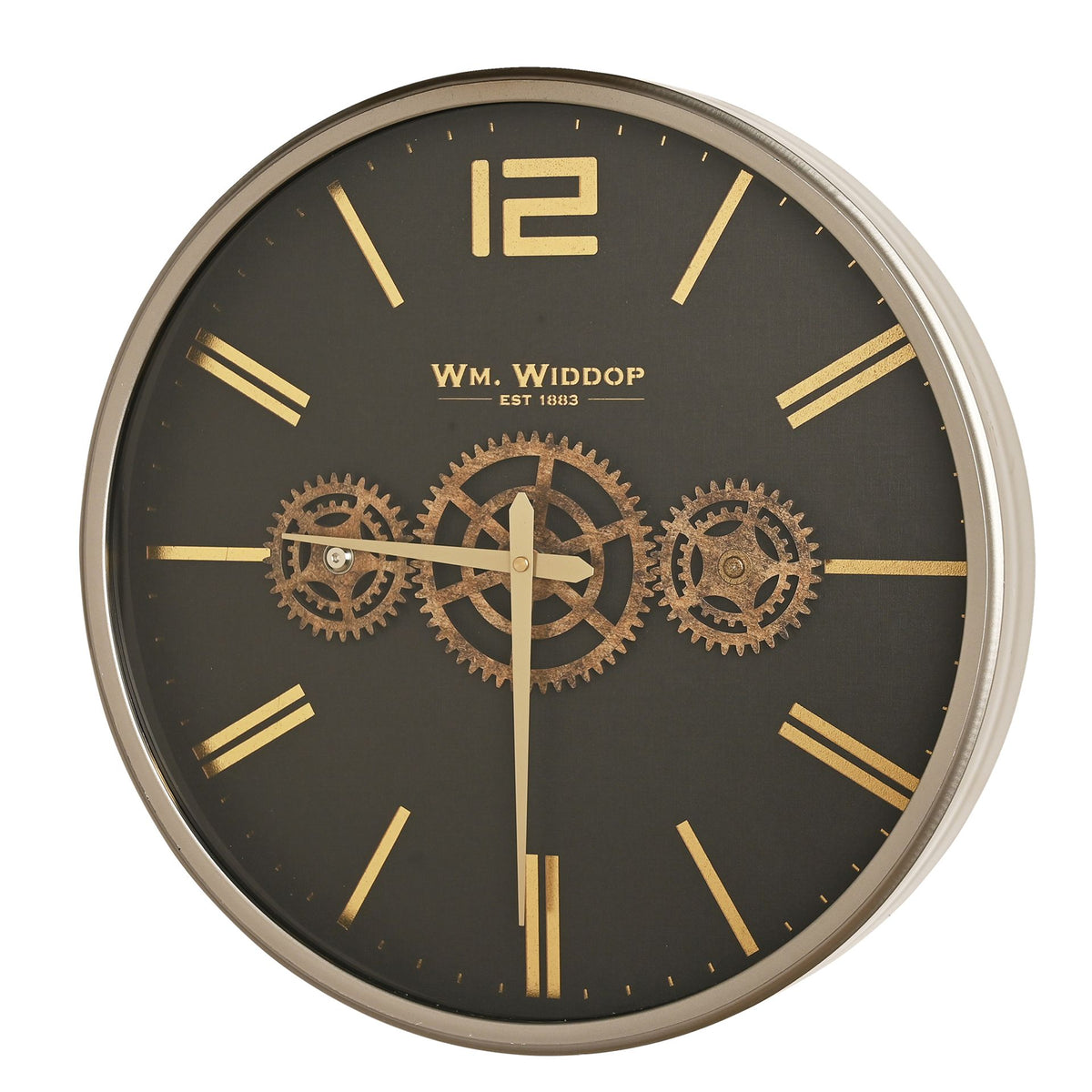 Wm.Widdop Round Wall Clock With Moving Gears - 45cm