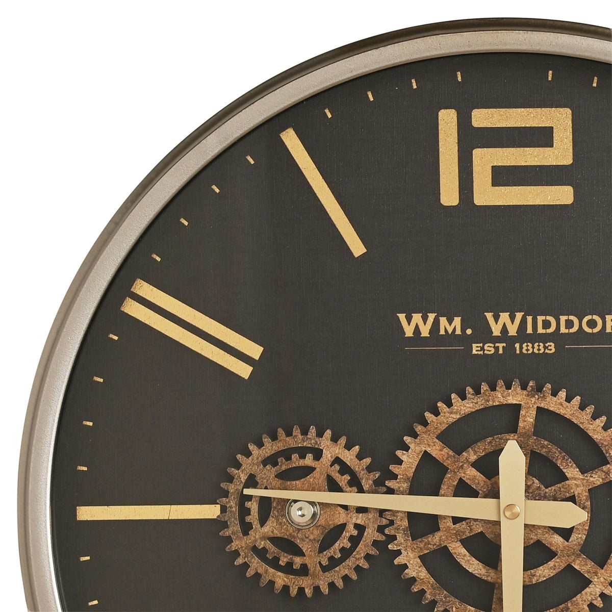 Wm.Widdop Round Wall Clock With Moving Gears - 45cm