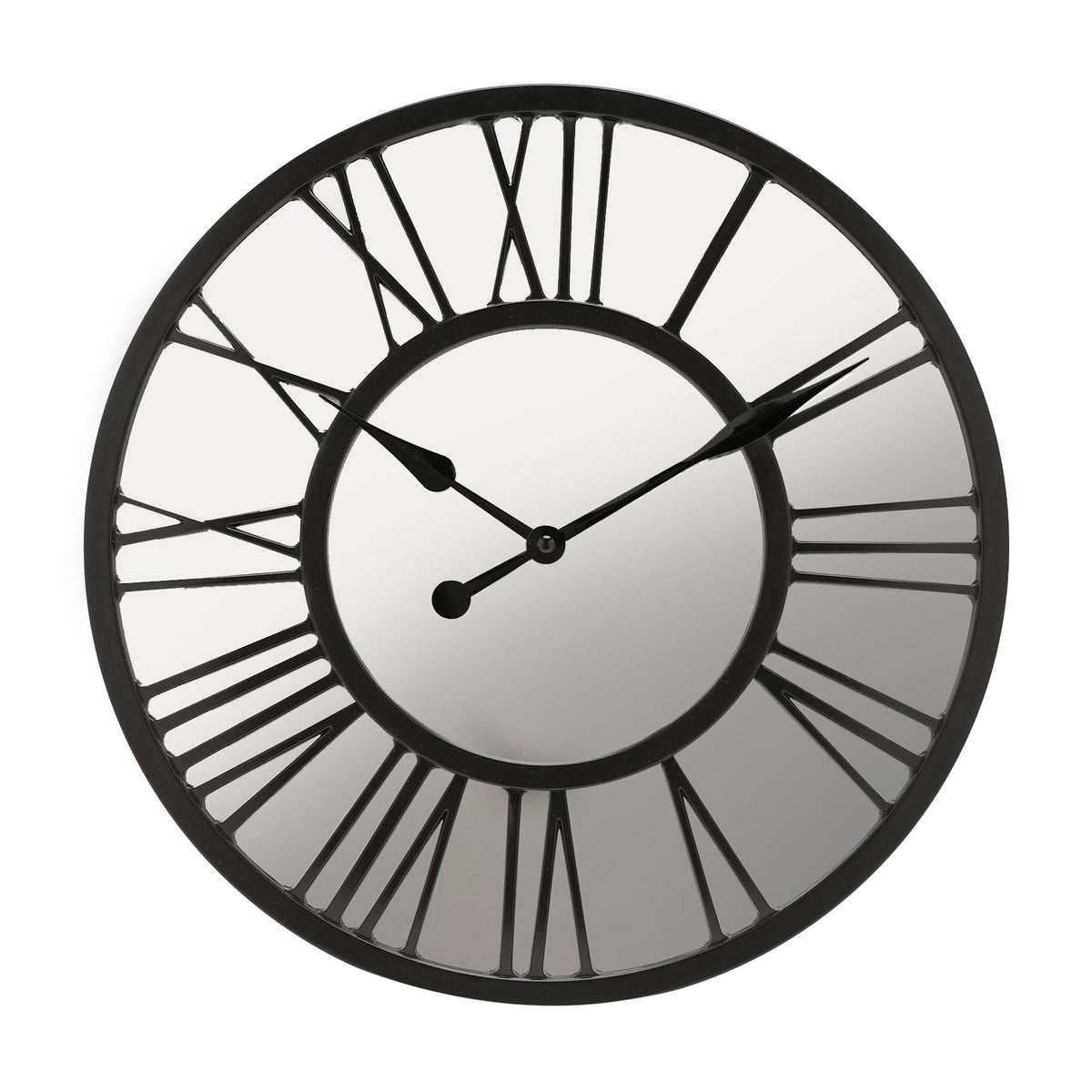 Hometime Roman Numeral Mirror Wall Clock 38cm - Black