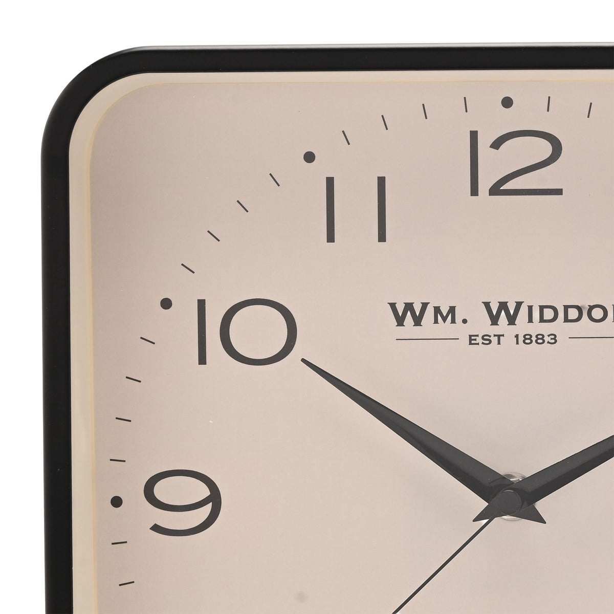 Wm. Widdop Square Metal Wall Clock 25cm - Black