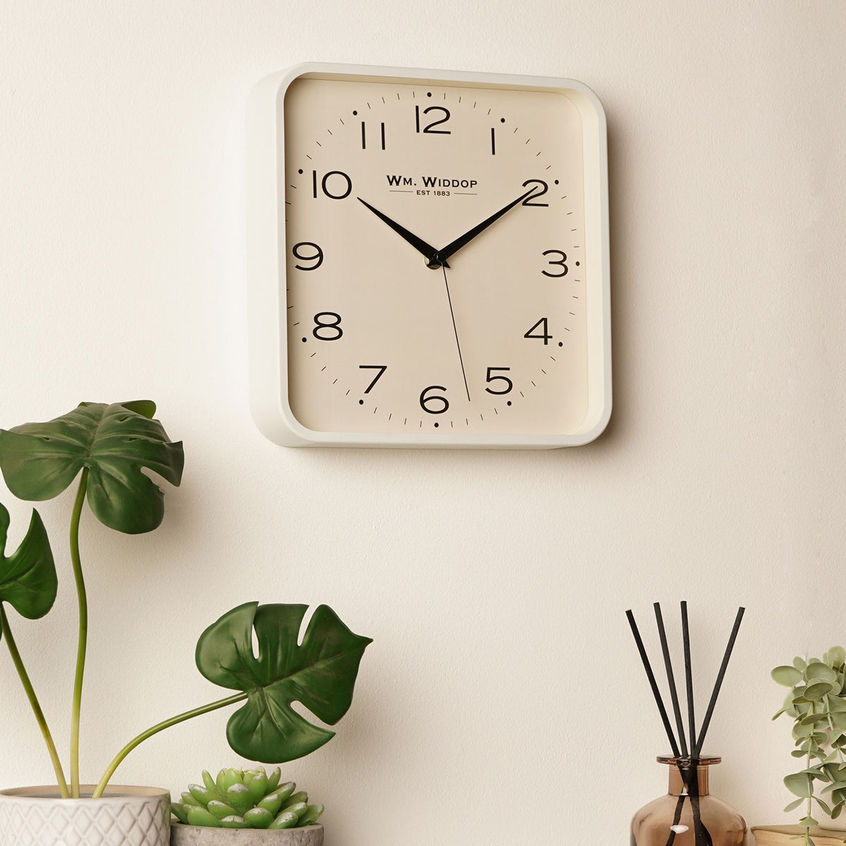 Wm. Widdop Square Metal Wall Clock 25cm - White