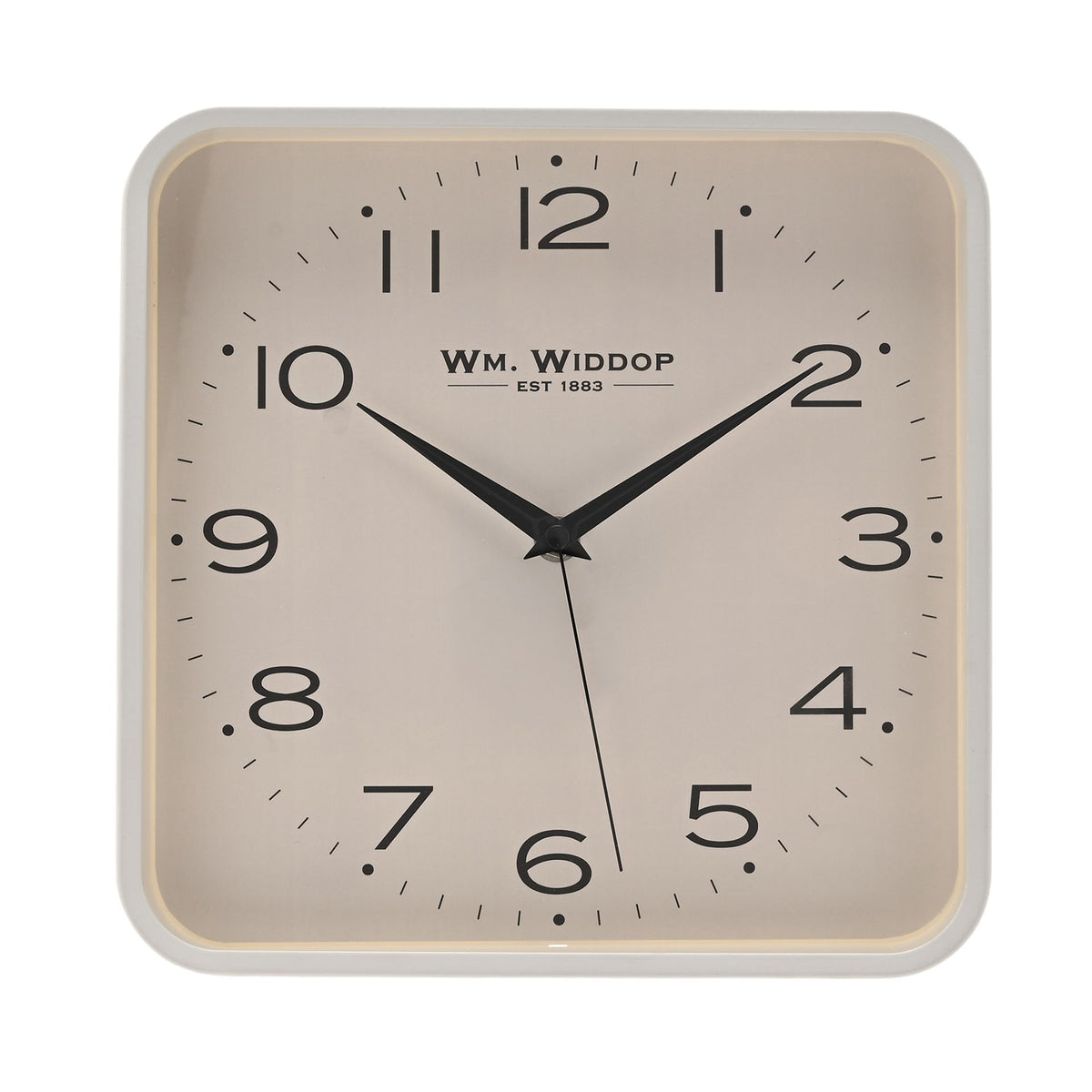 Wm. Widdop Square Metal Wall Clock 25cm - White