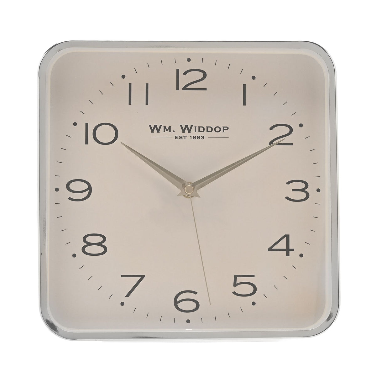 Wm. Widdop Square Metal Wall Clock 25cm - Chrome