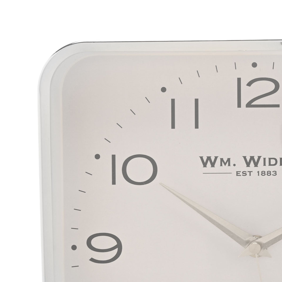 Wm. Widdop Square Metal Wall Clock 25cm - Chrome