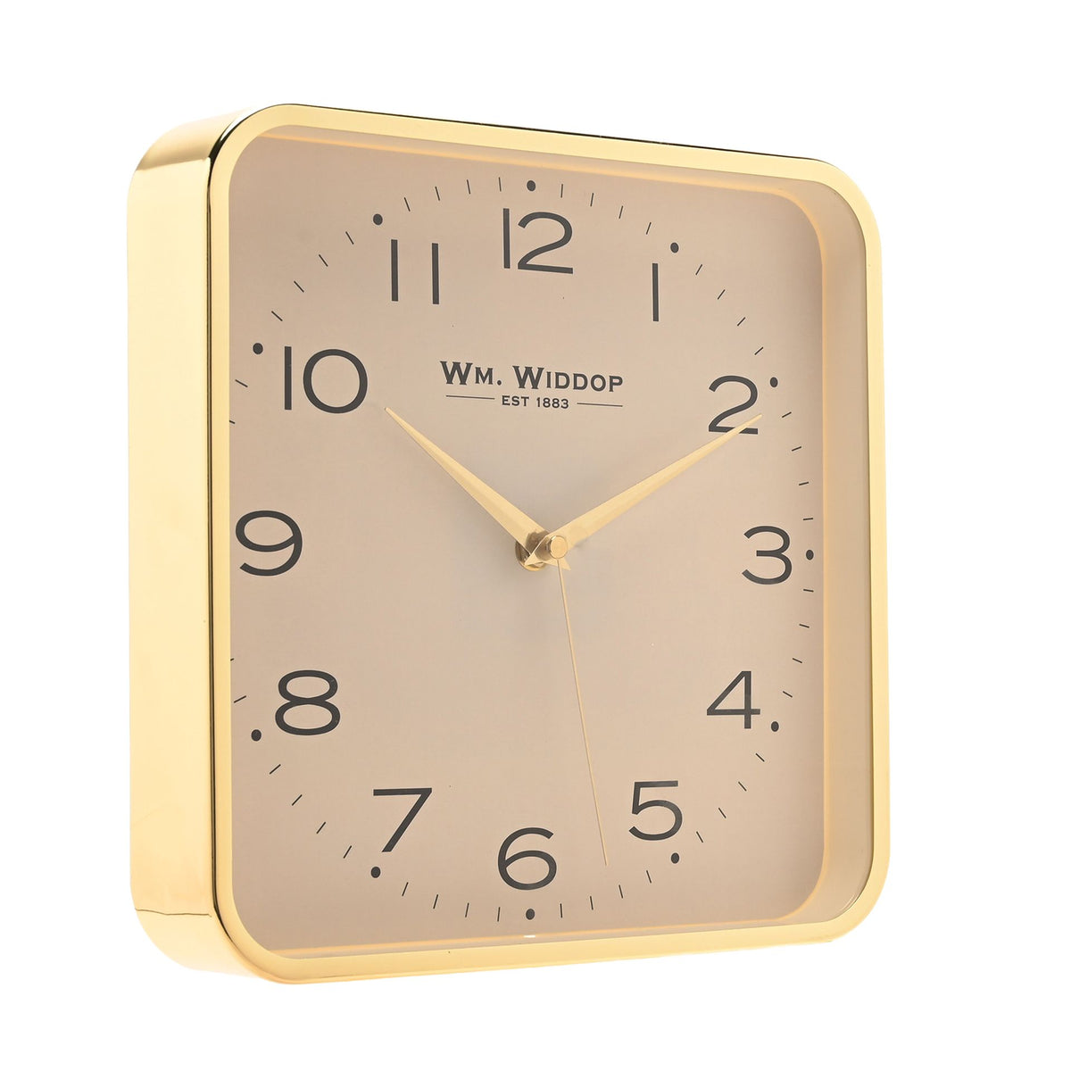 Wm. Widdop Square Metal Wall Clock 25cm - Gold