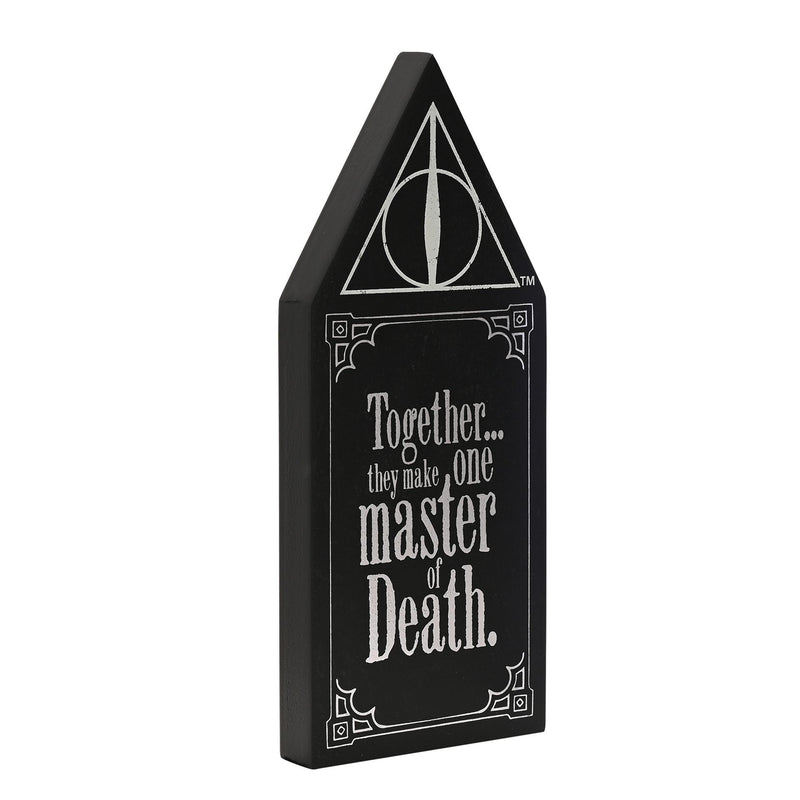 Warner Bros Harry Potter Dark Arts Glow In The Dark Wooden Plaque - Deathly Hallows