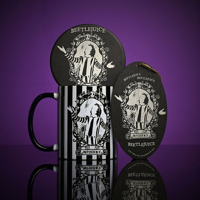 Warner Bros Beetlejuice Striped Mug - "Ghost With The Most"