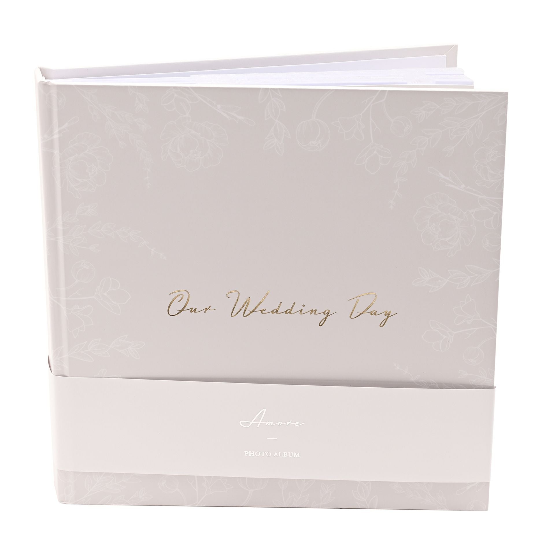 'Our Wedding Day' Grey Floral Photo Album 5" x 7" 50 pages