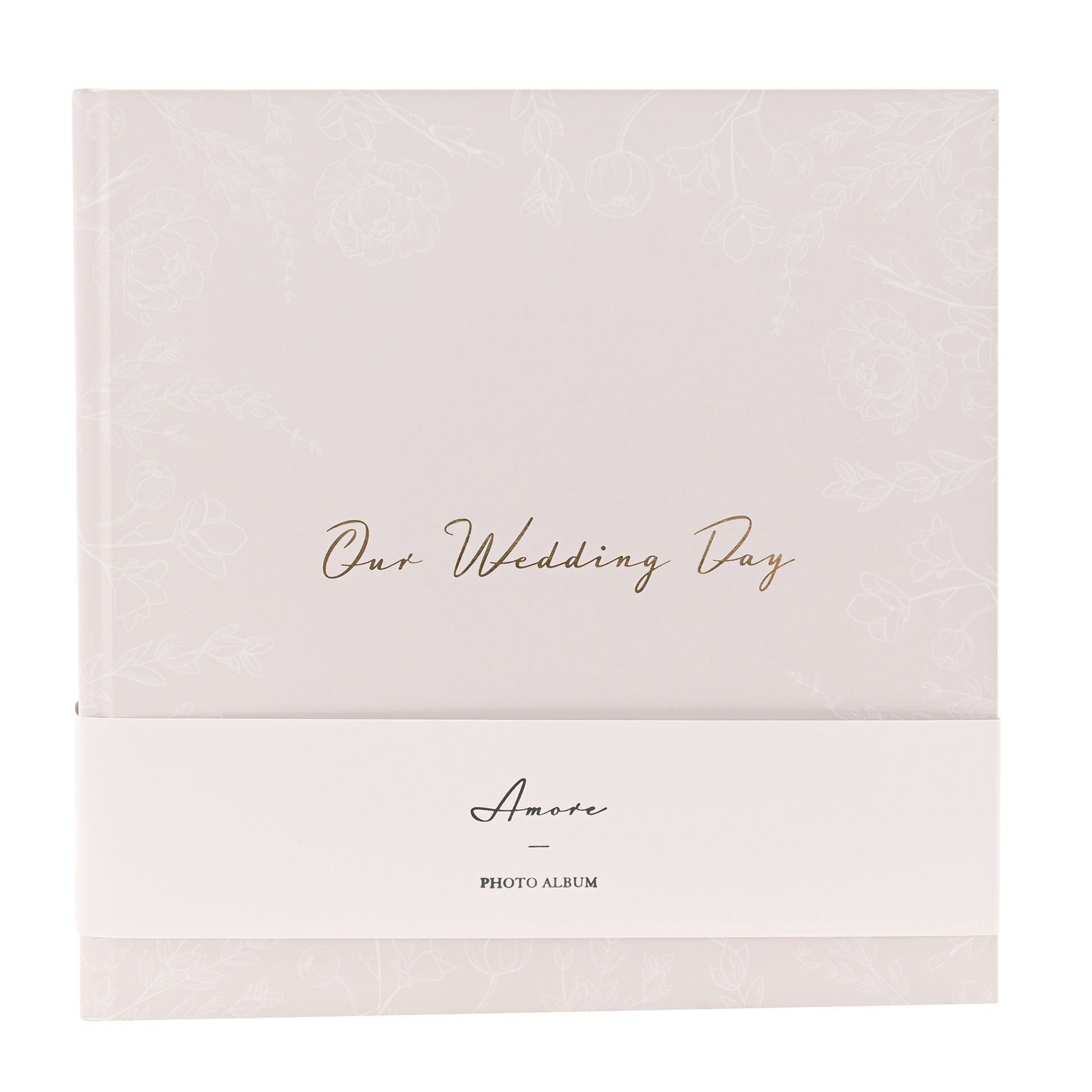 'Our Wedding Day' Grey Floral Photo Album 5" x 7" 50 pages