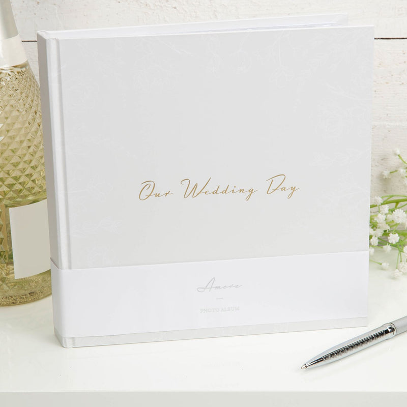 'Our Wedding Day' Grey Floral Photo Album 5" x 7" 50 pages