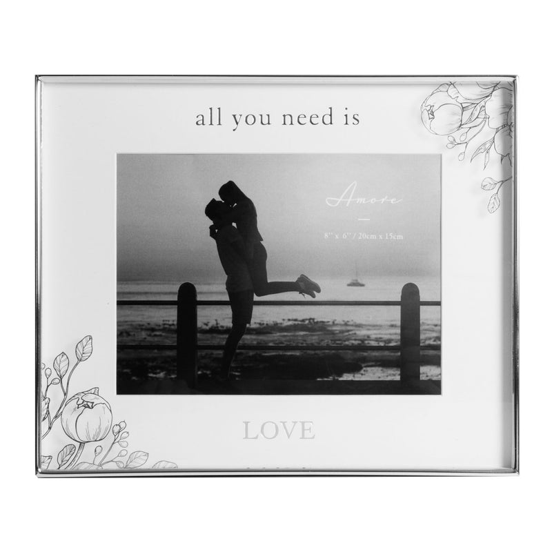 Silver Foil Floral Detail Frame 8" x 6" All You Need Is Love