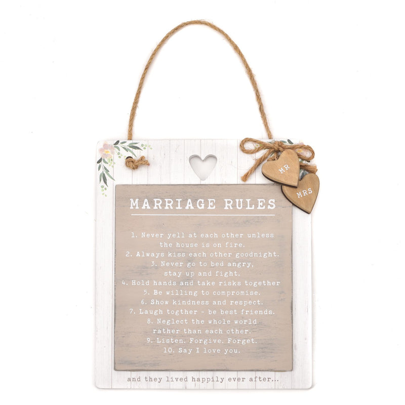 Love Story Plaque "Marriage Rules"