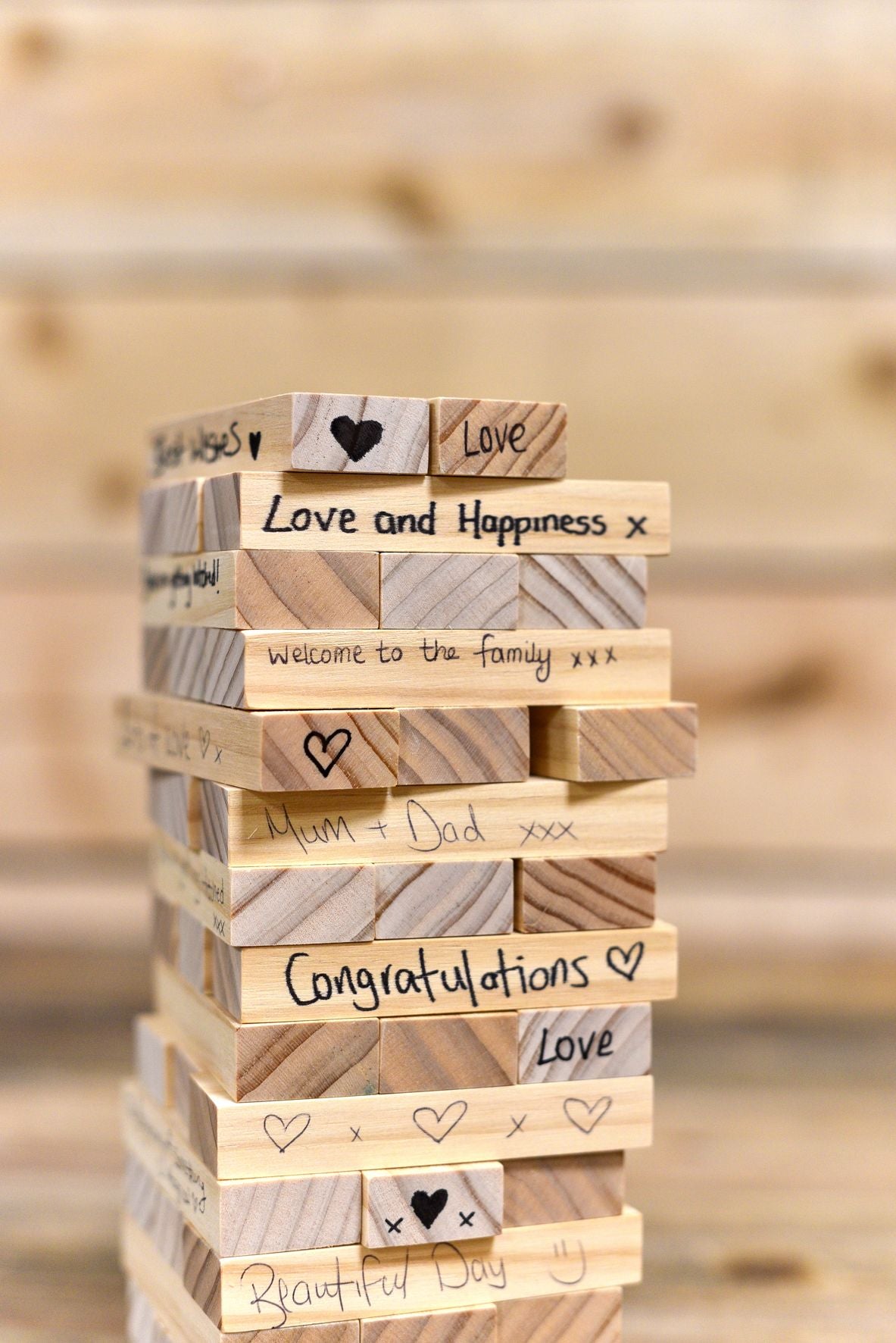 Love Story Wooden Blocks Guest Book - 63pcs