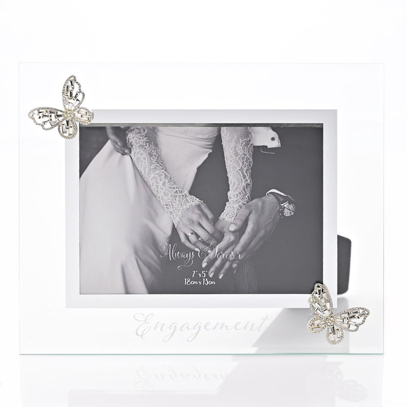 Always & Forever Glass Frame 3D Butterfly 7" x 5" Engagement