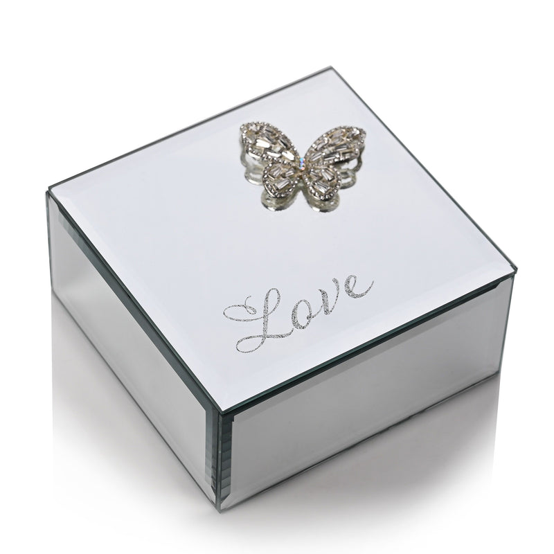 Always & Forever Glass 3D Butterfly Trinket Box 'Love'