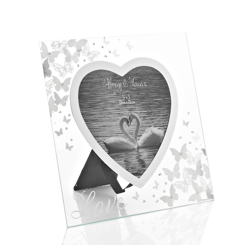 Always & Forever Glass Frame Butterflies 5" x 5"