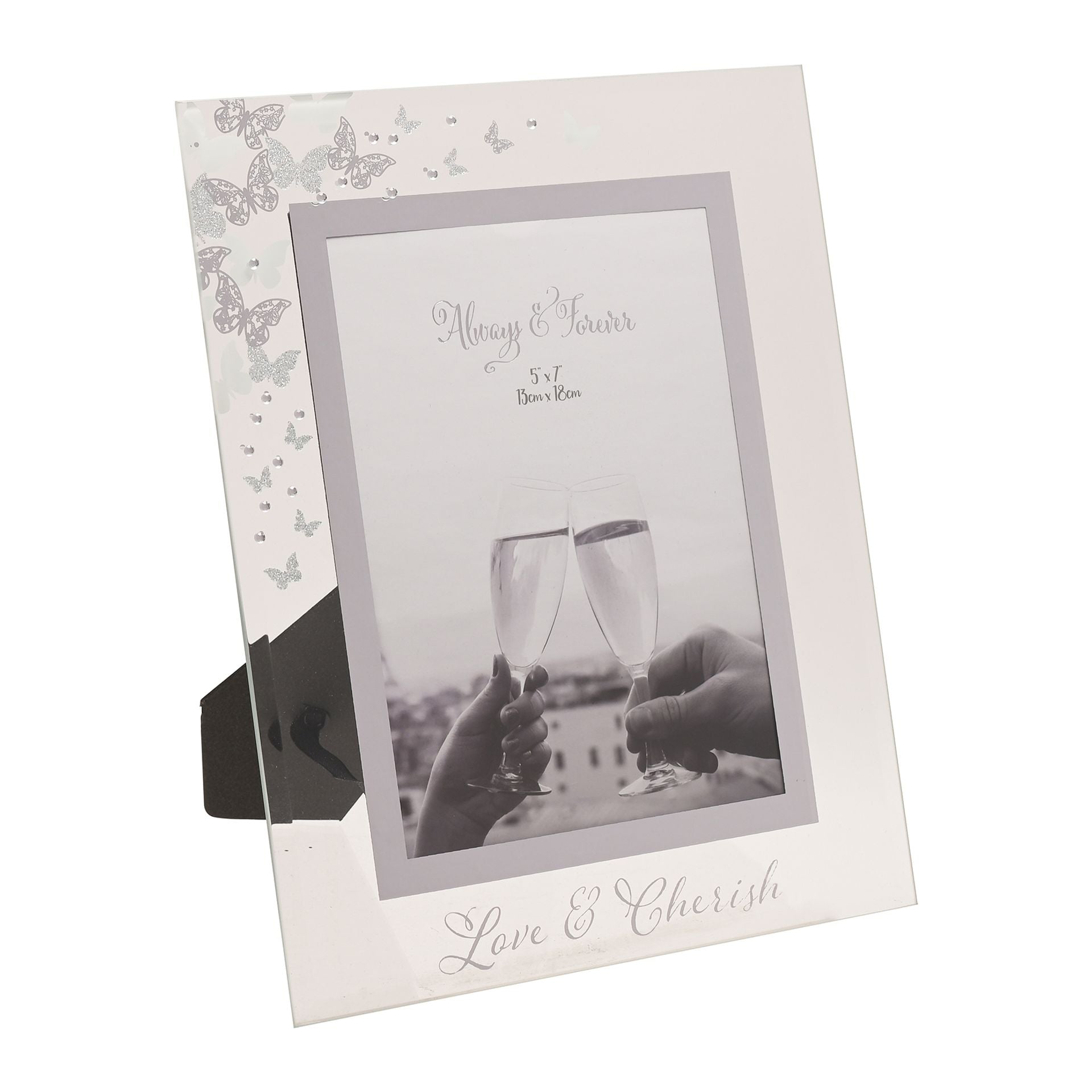 Always & Forever Glass Frame Butterflies 5" x 7"