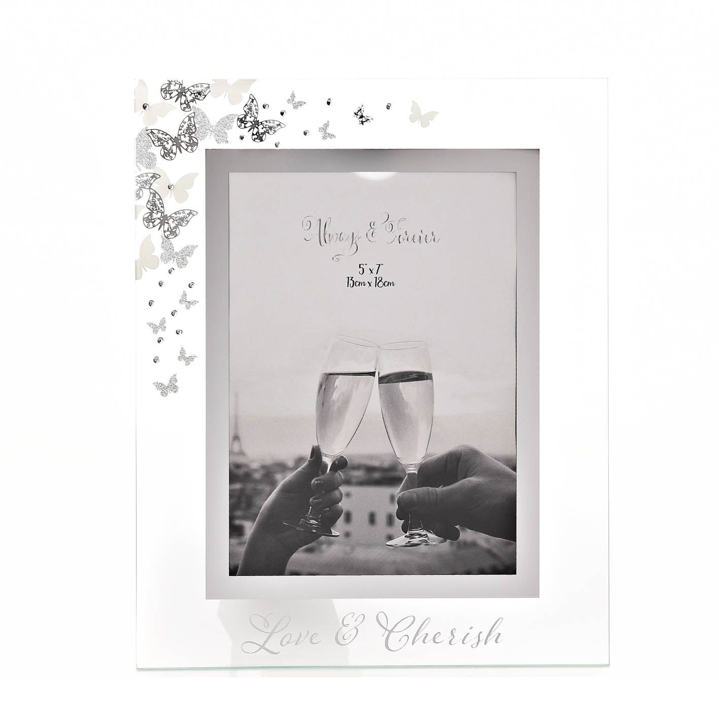 Always & Forever Glass Frame Butterflies 5" x 7"