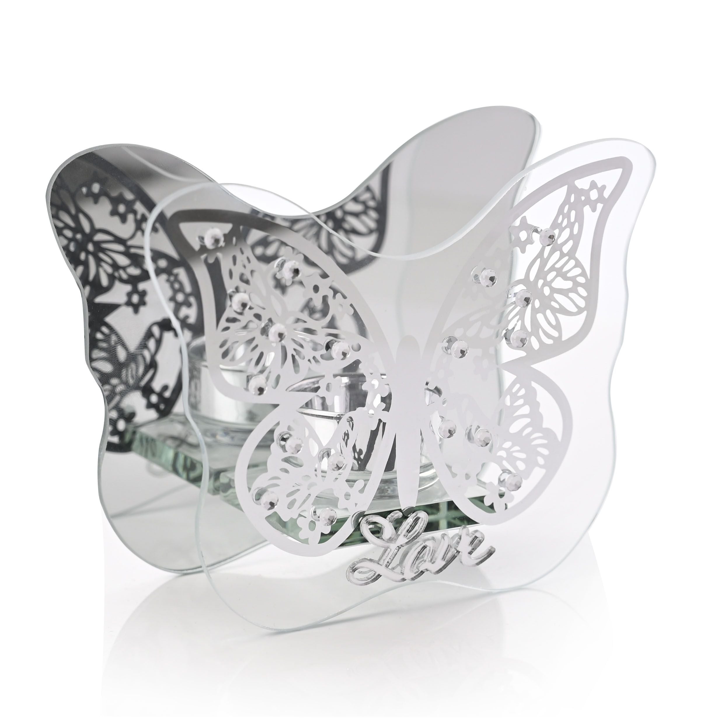 Always & Forever Butterflies Tea Light Holder 'Love'