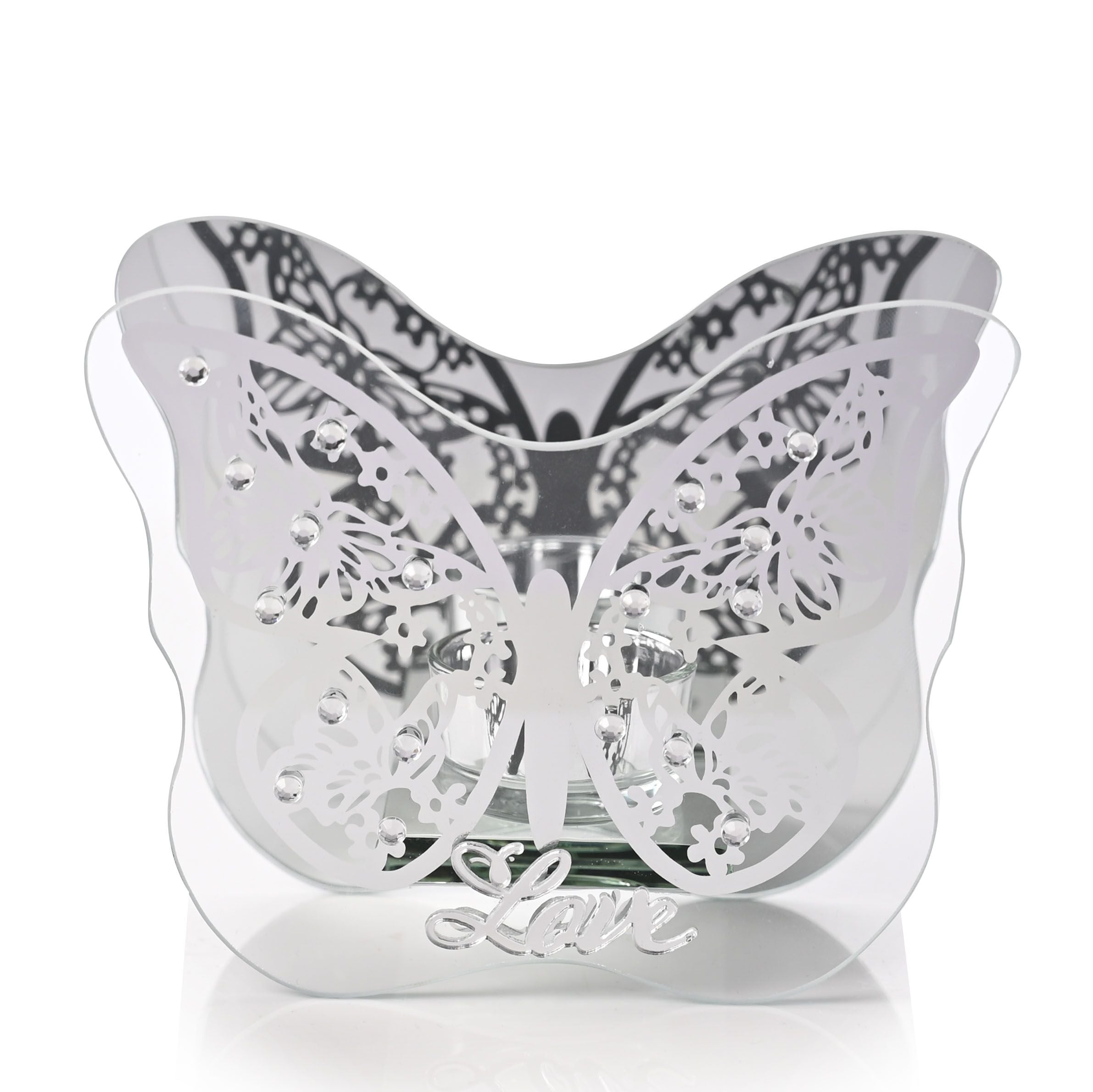 Always & Forever Butterflies Tea Light Holder 'Love'