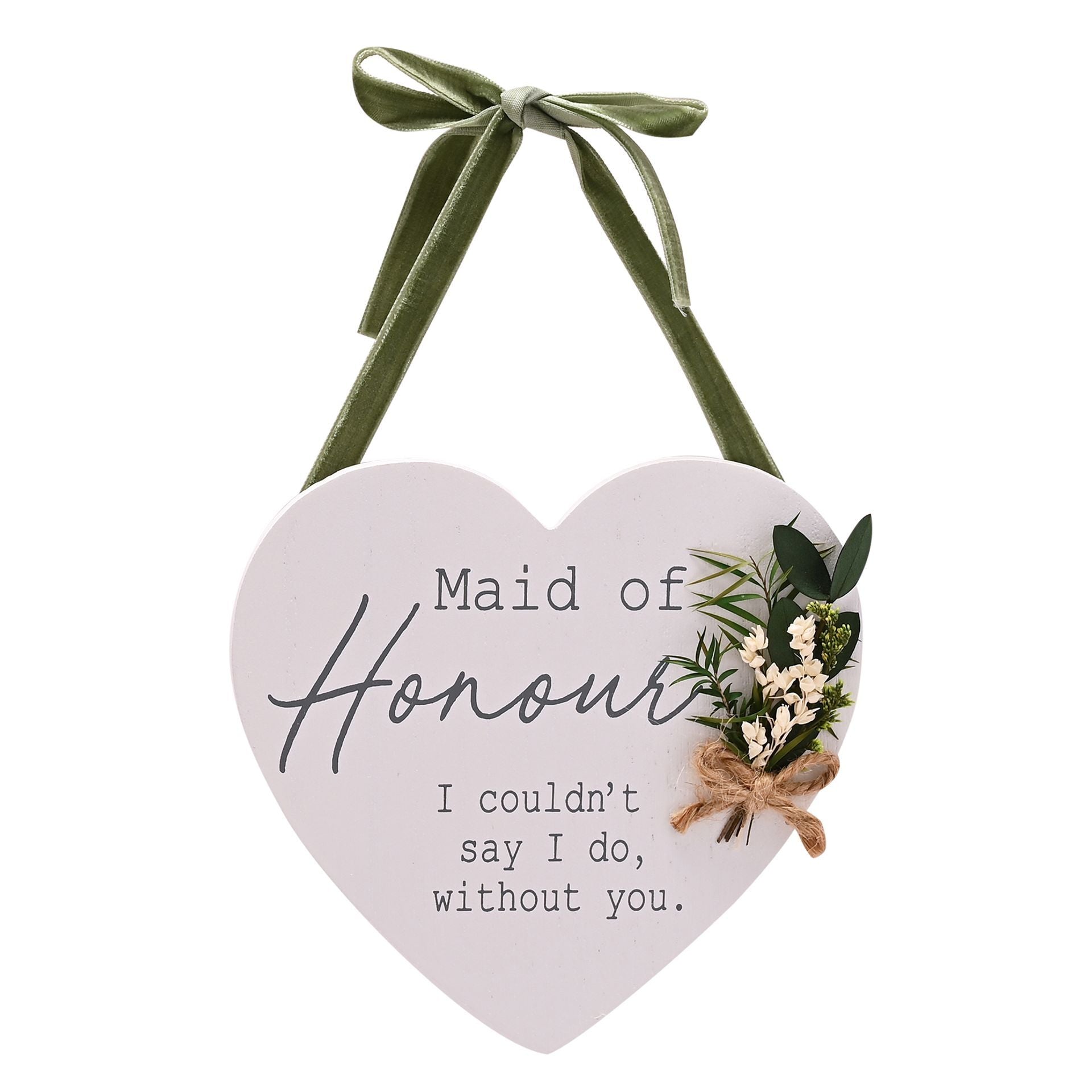 Love Story Heart Plaque With Flowers - Maid Of Honour