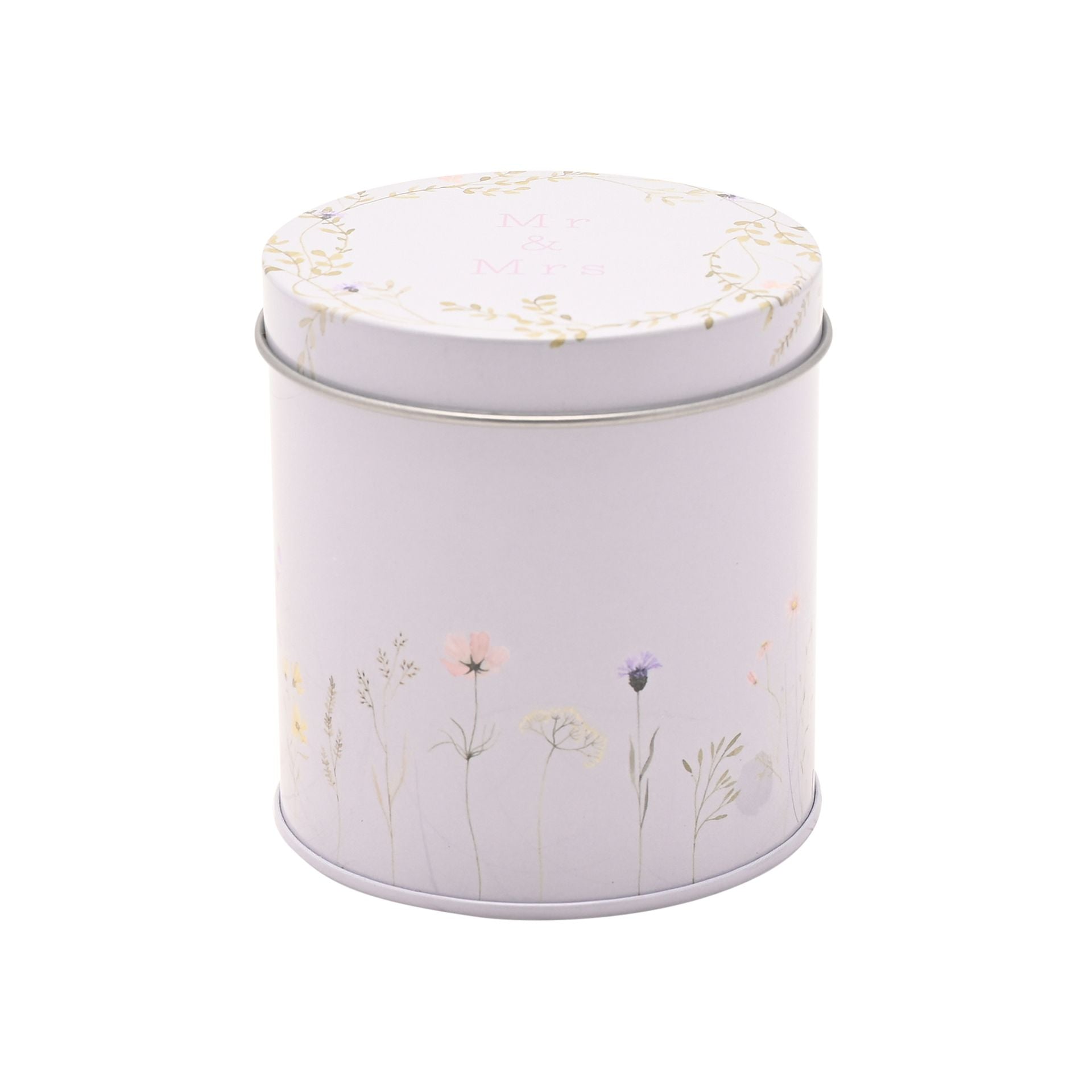 Love Story Wildflower Tin Candle - Mr & Mrs Happily Ever After