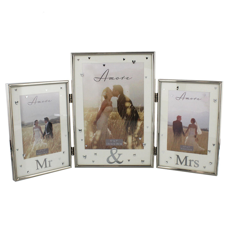 Amore Triple Photo Frame - 'Mr & Mrs'
