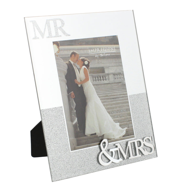 Mirror Frame with Glitter Mr & Mrs  5" x 7"